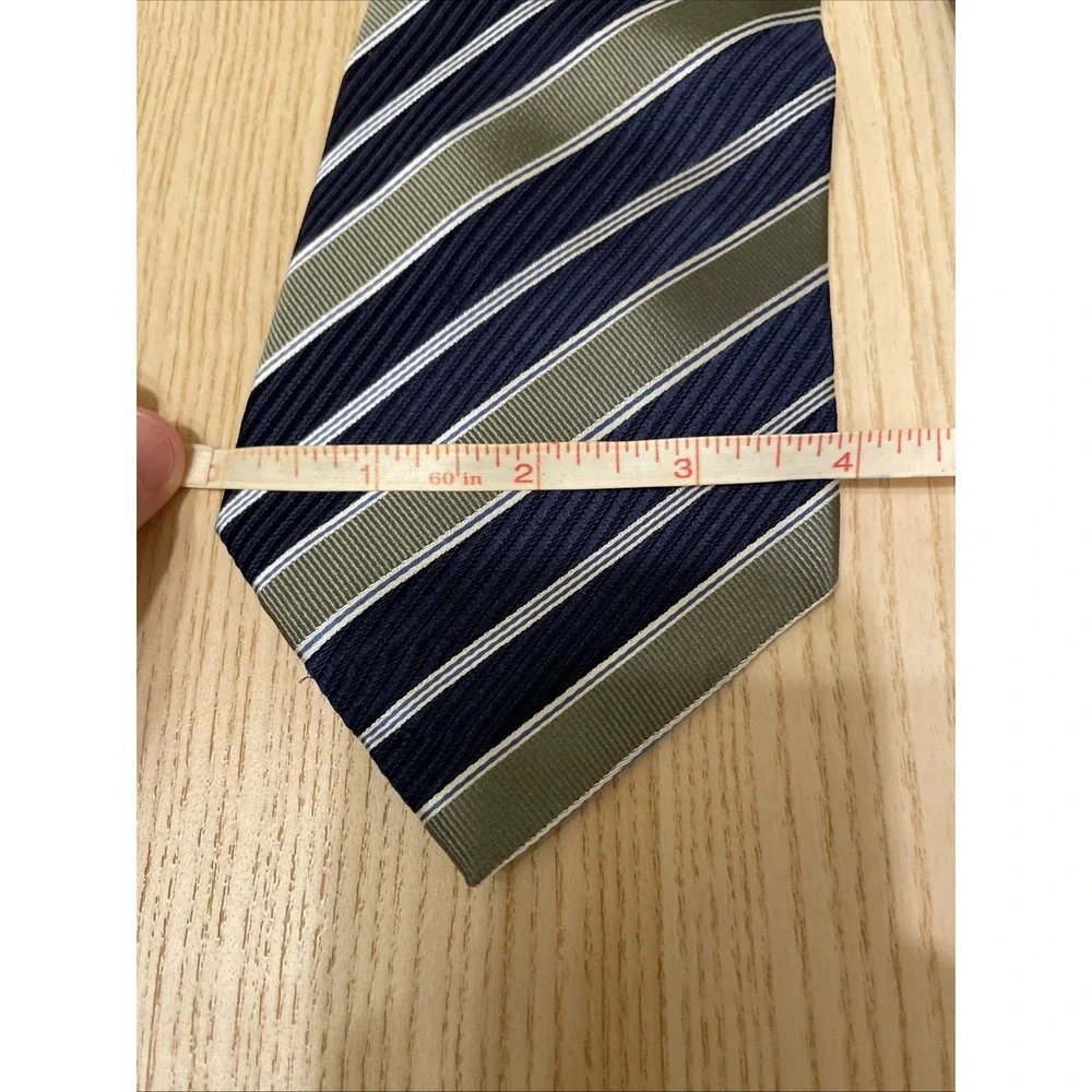 Men's Geoffrey Beene Neck Tie Navy Blue Silver ‎ Silk